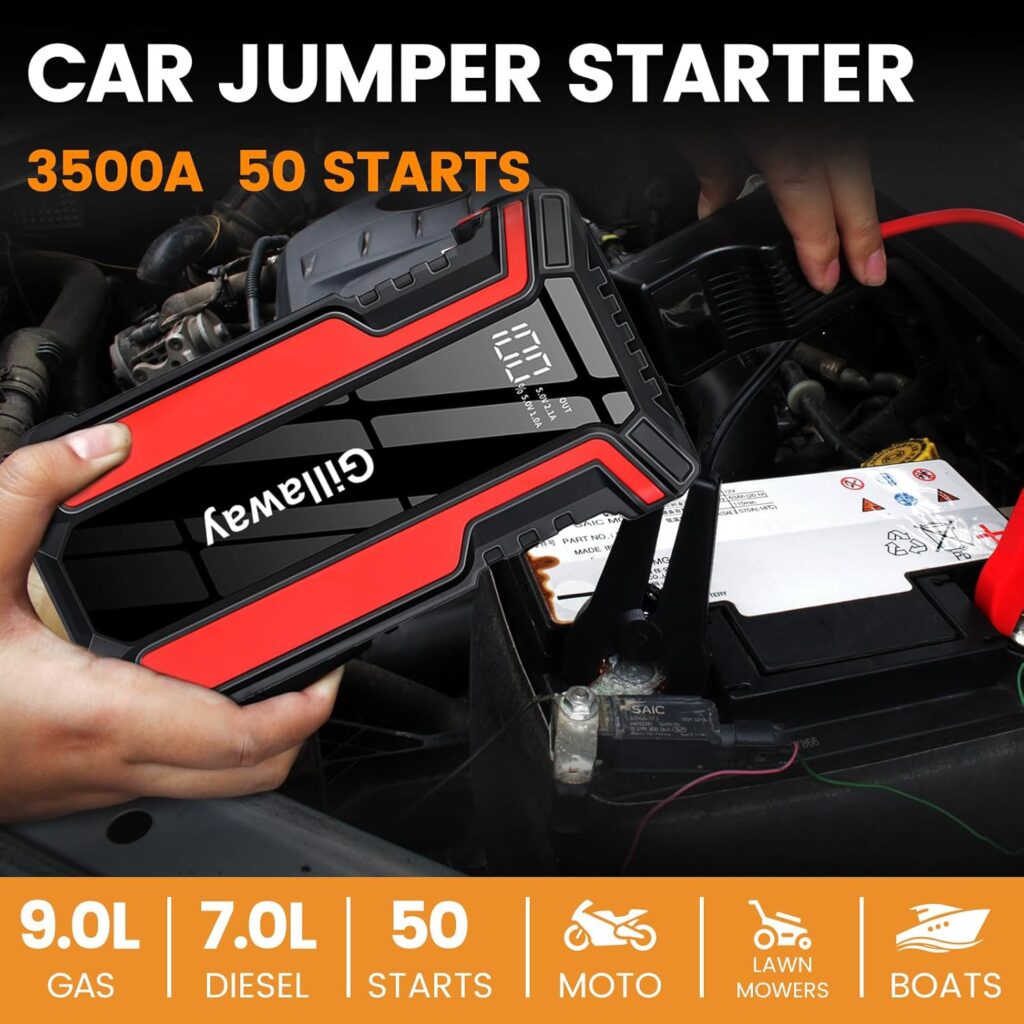 016 Jump Starter 3000A Peak, Jump Starter Battery Pack up to 50 Jump Starts, 12V Jump Box for Car Battery, up to 9.0L Gas and 7.0L Diesel Engines, Jump Starter Portable Power Bank/LED Light