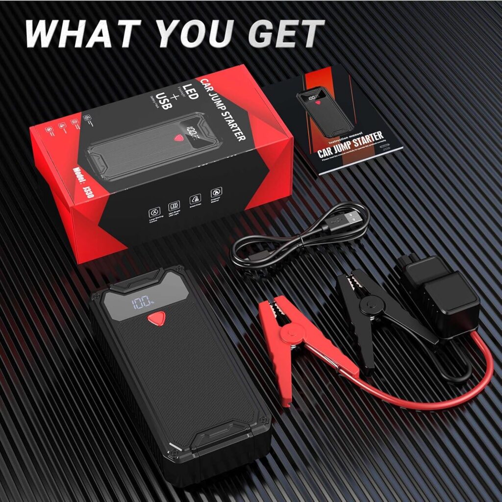 4000A Battery Jumper Starter Portable, USB C Car Battery Pack Jump Starter Box for Car, 26800mAh Battery Booster Jump Start Power Bank Car Battery Jumper Starter Portable