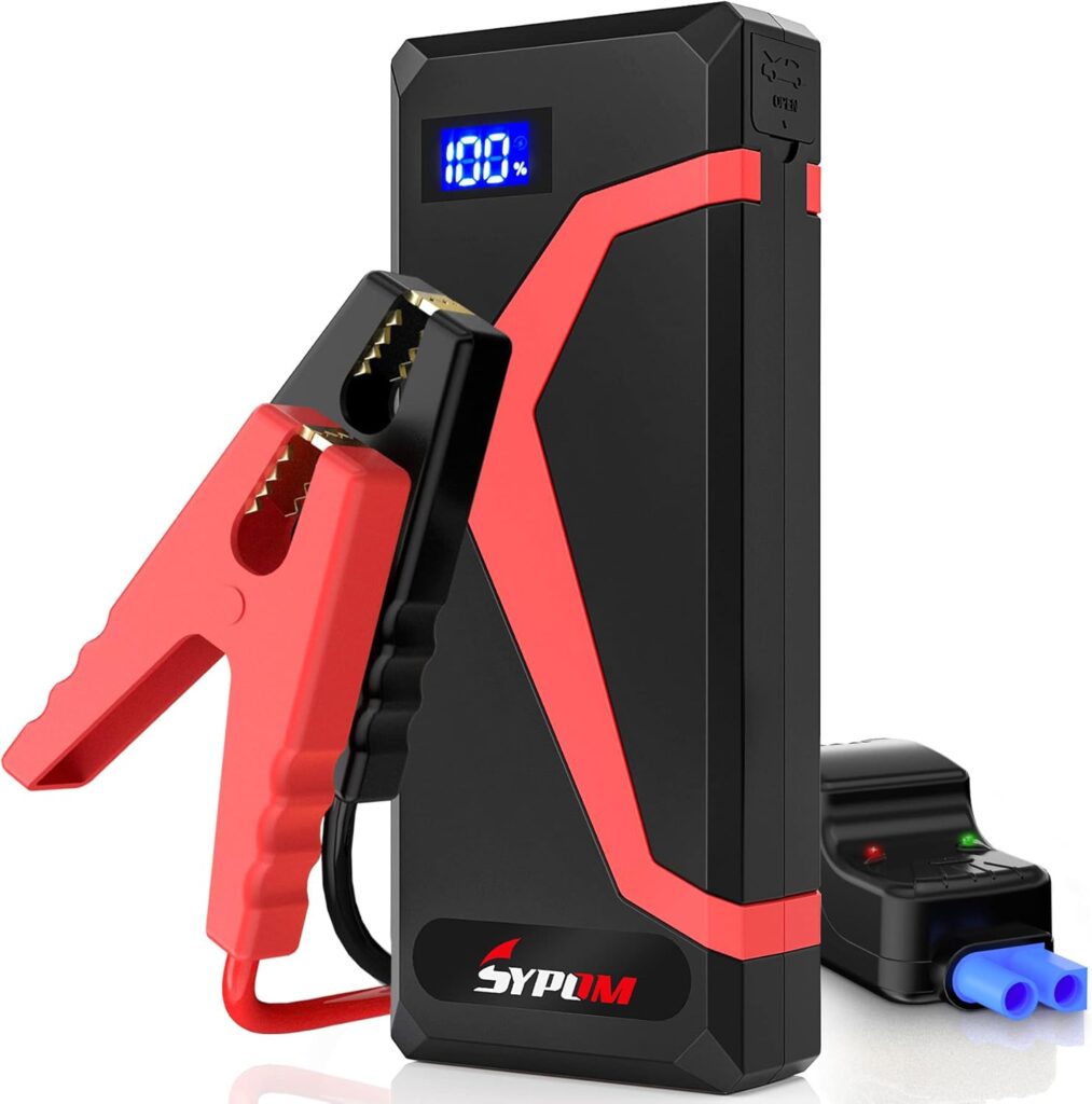 4150A Peak Jump Starter Battery Pack - 12V Jump Box for All Gas/Up to 12L Diesel - Dual USB Power Bank, Emergency Light (Red)