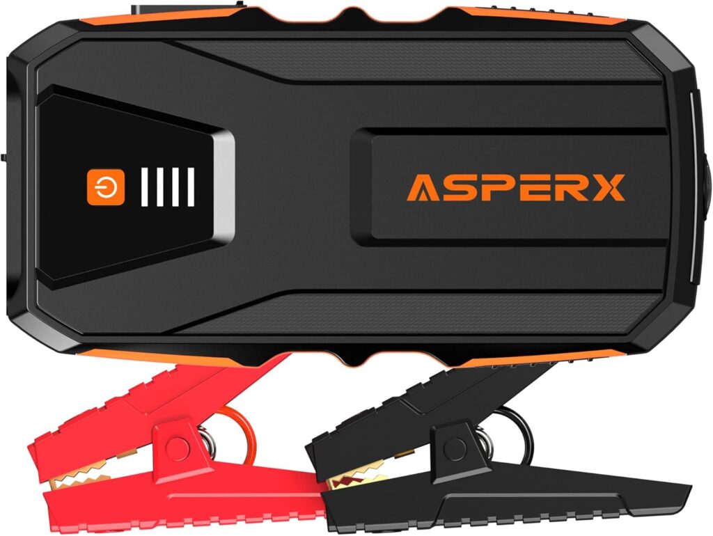 ASPERX Jump Starter, 3000A Car Battery Jump Starter, Battery Pack(Up to 10.0L Gas or 8.0L Diesel Engine), 12V Battery Booster Jump Starter with Carry Bag Jumper Cables, LED Light