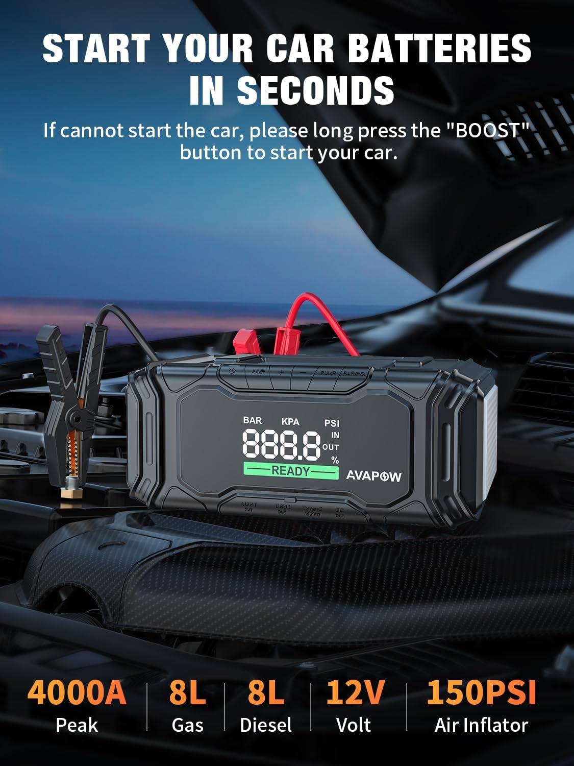 AVAPOW Jump Starter with Air Compressor Review