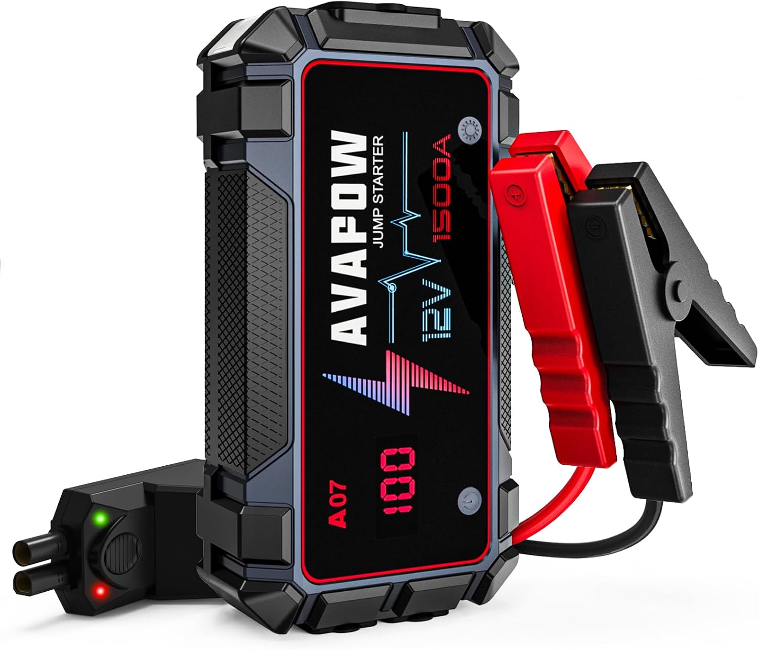 AVAPOW Car Jump Starter Battery Jumper Starter Portable Jump Boxes Car Battery Jump Starter Battery Pack with Jumper Cable 1500A for Vehicles (12V 7L Gas/5.5L Diesel Engine), LED Light/USB QC3.0