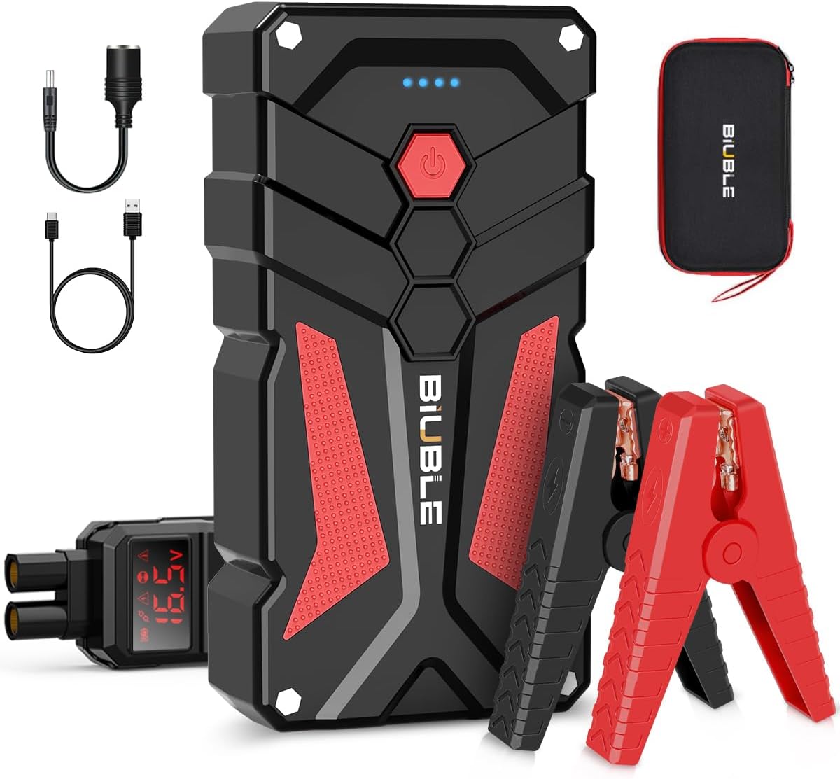 BIUBLE Car Battery Starter, 6000A Peak 12V Car Auto Jump Starter Power Pack with USB Quick Charge 3.0 (Up to 10L Gas or 8.0L Diesel Engine)