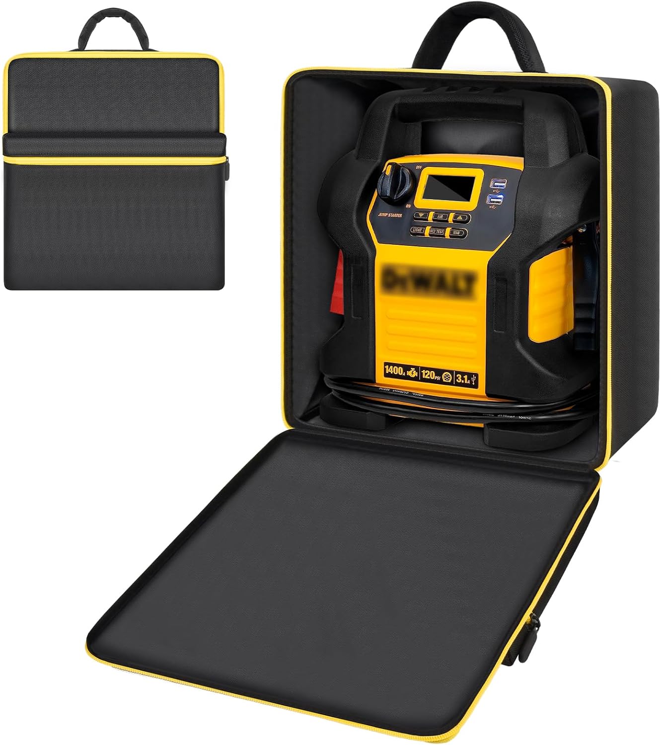 Car Battery Jump Starter Bag Compatible with DEWALT DXAEJ14 Digital Portable Power Station Air Compressor. Portable Battery Charger Carrying Holder for Power Inverter, Charging Cord (Case Only)