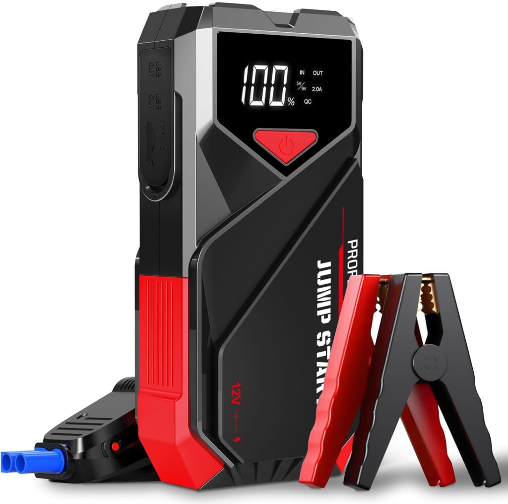 Car Battery Jump Starter Portable: 2000A Jump Starter - 12V Auto Battery Jumper Starter Pack with Jumper Cables - Jump Box for Car Battery, 7.0L Gas  5.5L Diesel Engine, Black