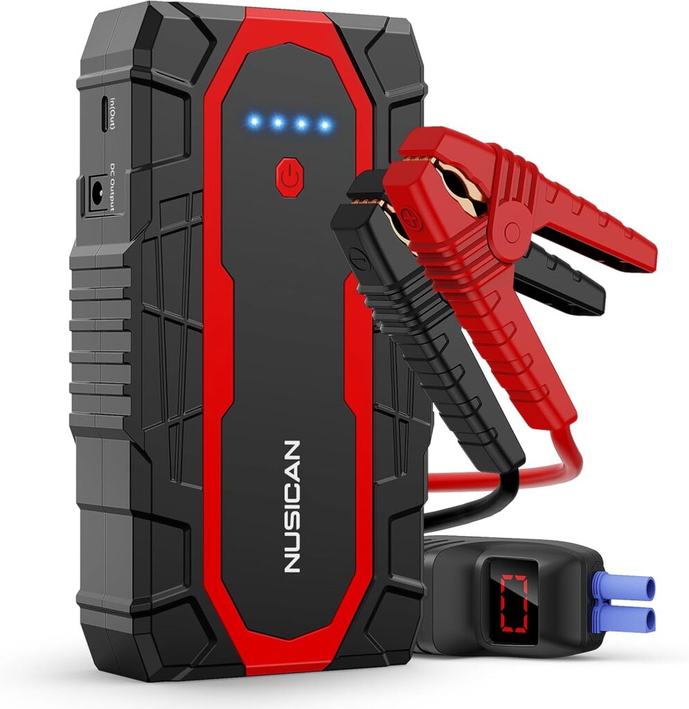 Car Jump Starter, 12V Portable Battery Charger (up to 7.2L Gas5.5L Diesel Engine) Auto Lithium Battery Booster 1500A 18000mAh Jump Pack with Smart Jumper Clamps, USB QC3.0, LED Light, Compact