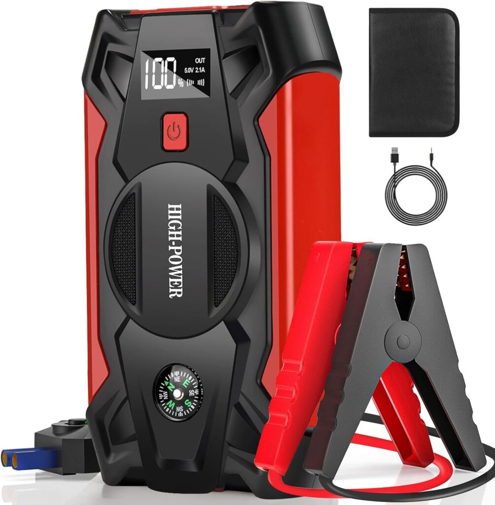 Car Jump Starter, 3000A Portable Car Battery Charger for Up to 8.5L Gas  8.0L Diesel Engines, 12V Car Jump Box with 4 Modes Flashlight, Power Bank Function, Smart Jumper Cables