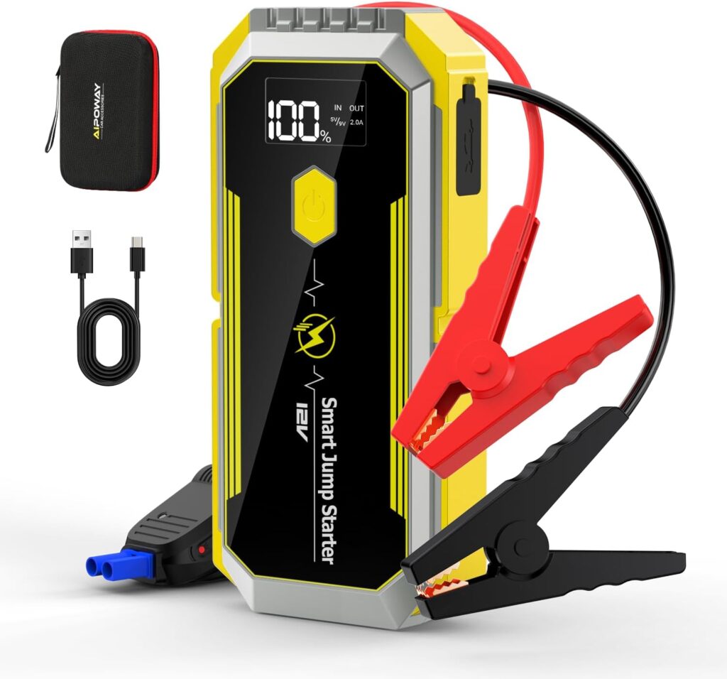 Car Jump Starter 5000A, Jump Starter Battery Pack (Up to All Gas  10L Diesel Engines), 26800mAh Battery Jumper Starter Portable QC3.0 USBx2, 12V Auto Battery Booster Jumper Cables with 4 LED Modes