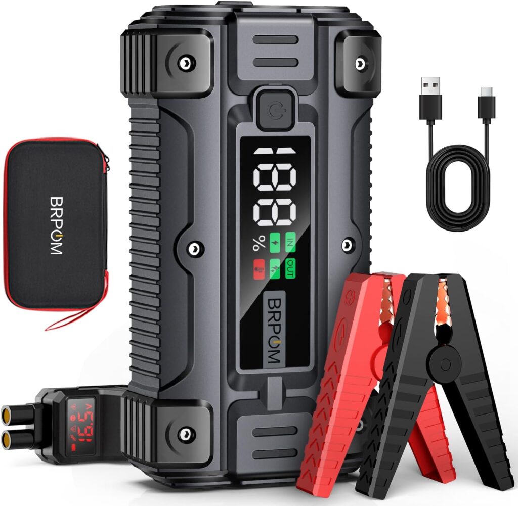 Car Jump Starter, 6000A Peak 26800mAh (Up to All Gas or 10.0L Diesel Engine, 50 Times) 12V Auto Booster Battery Charger Jump Box with Quick Charger Smart Jump Cables with LED Screen