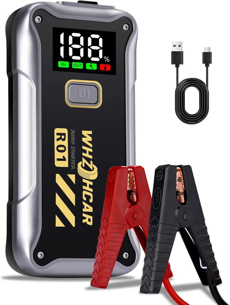 Car Jump Starter,12V 4000A Car Battery Jump Starter (9.0 Gas/7.5L Diesel) Fast Charging Portable Battery Pack with LCD Display Extended Jumper Cables LED Light