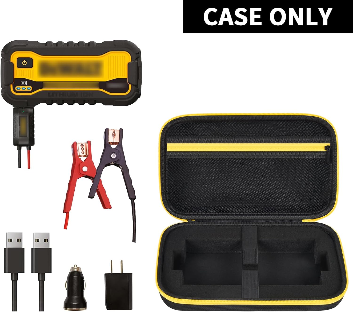 Case Compatible with DeWalt DXAELJ16 1600 Peak Amp Jump Starter Battery Booster, Portable Jumper Storage Holder Pocket for USB Power Station (Box Only) Black