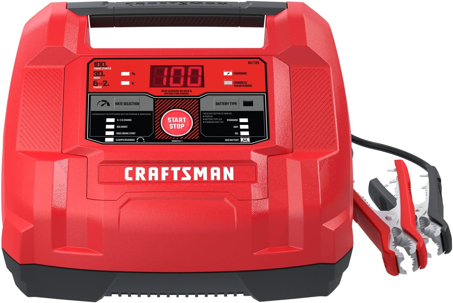 CRAFTSMAN Fully Automatic 6-in-1 Automotive Battery Charger and Maintainer with 100A Engine Start and Built-in Battery, Alternator Tester, and Desulfator CMXCESM253, 6 Volt and 12 Volt