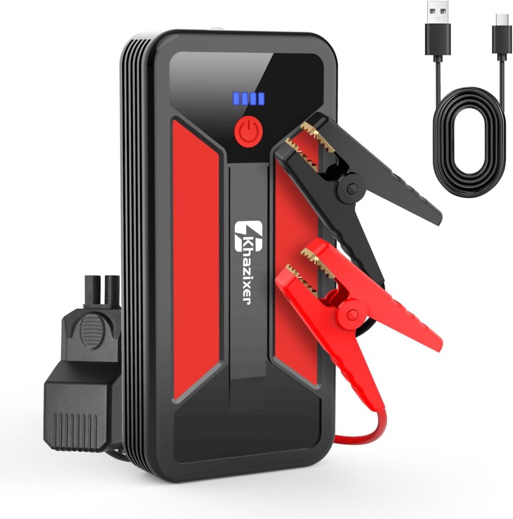 ET02 Car Battery Jump Starter 3000A Peak, 12V Lithium Portable Jumper Starter for up to 9.0L Gas and 7.0L Diesel Engines, 12V Battery Jump Starter with Jumper Cable