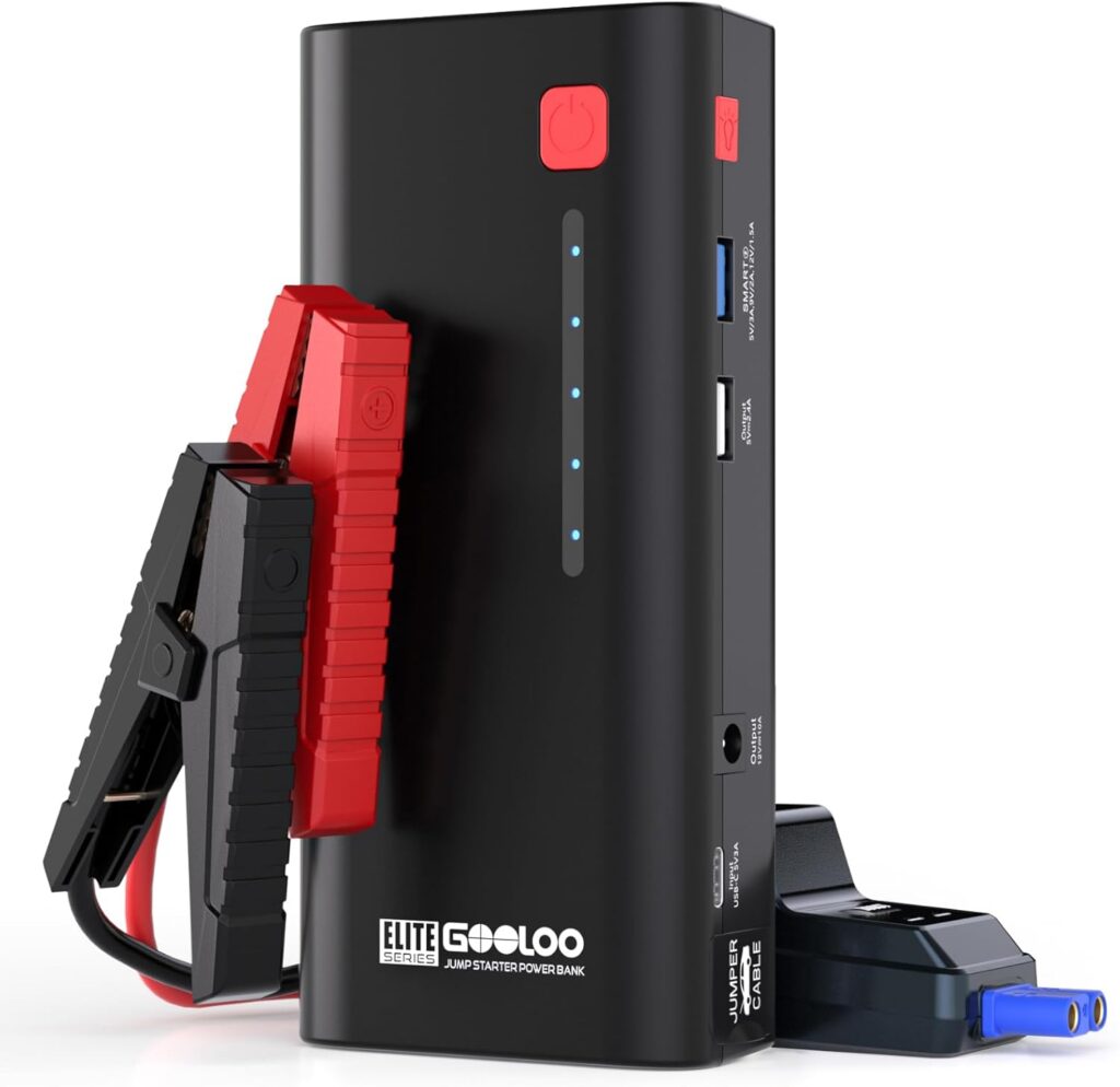 GOOLOO Jump Starter 2500A Peak Car Jumper Starter 12V SuperSafe Lithium Jump Box, Battery Booster Pack, Portable Car Battery Charger, and Jumper Cables for Up to 8.5L Gas or 6.0L Diesel Engine