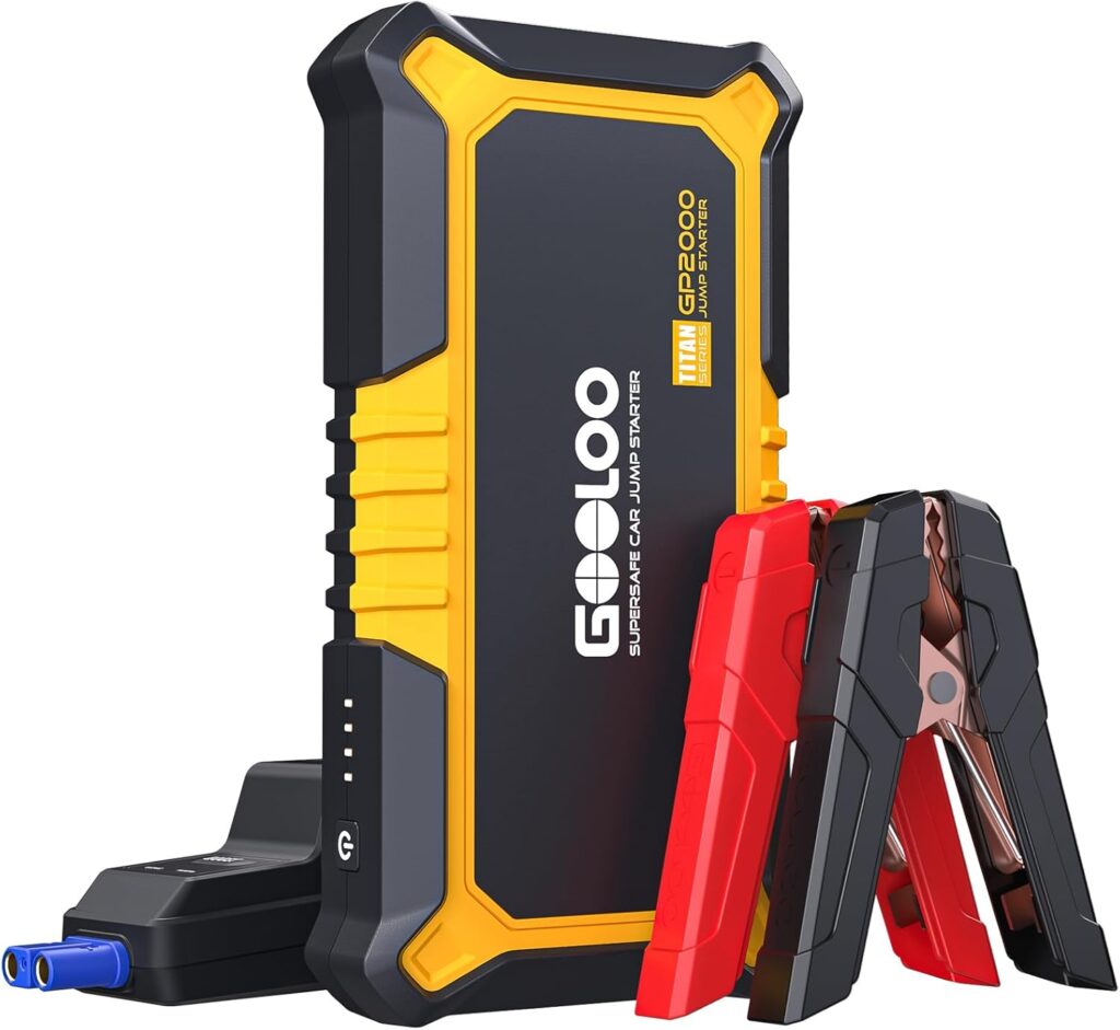 GOOLOO New GP2000 Jump Starter 2000A Car Starter Battery Pack (Up to 8.0L Gas, 6.0L Diesel Engine),12V Car Battery Charger Jumper Starter, Supersafe Portable Lithium Jump Box with USB Quick Charge