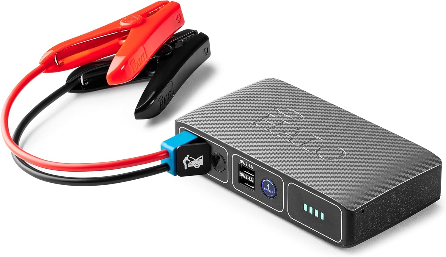 HALO Bolt Compact Portable Car Battery Jump Starter with USB Ports to Charge Devices - Silver Graphite