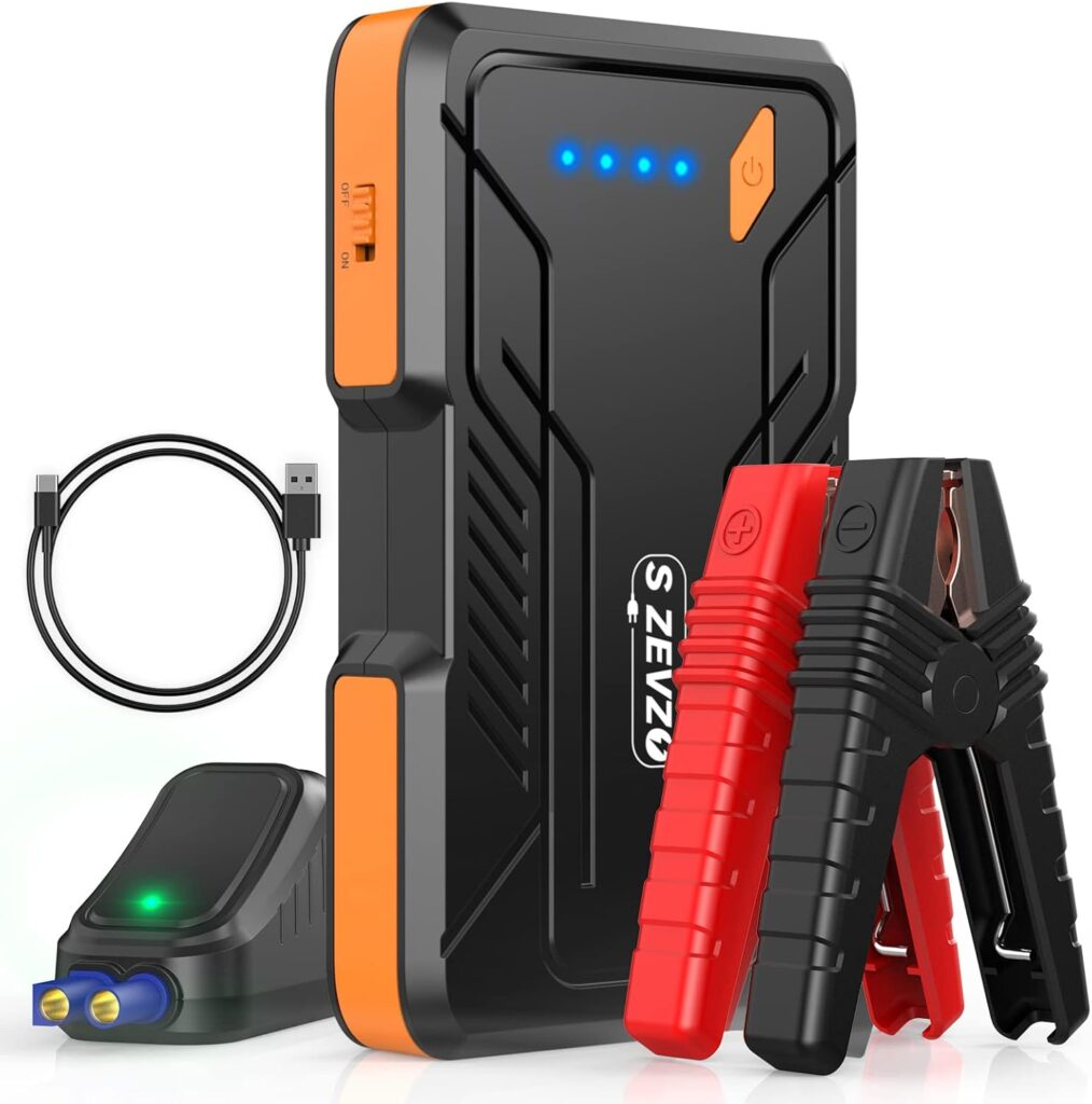 Jump Starter 1000A Peak Portable Jump Starter for Car (Up to 7.0L Gas/5.5L Diesel Engine) 12V Auto Battery Booster Pack with Smart Clamp Cables, USB Charge, LED Flashlight Jump Box