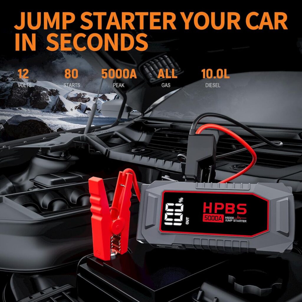 Jump Starter - 2000A Jump Starter Battery Pack for Up to 8L Gas and 6.5L Diesel Engines, 12V Portable Car Battery Jump Starter Box with 3.0 LCD Display (Red)