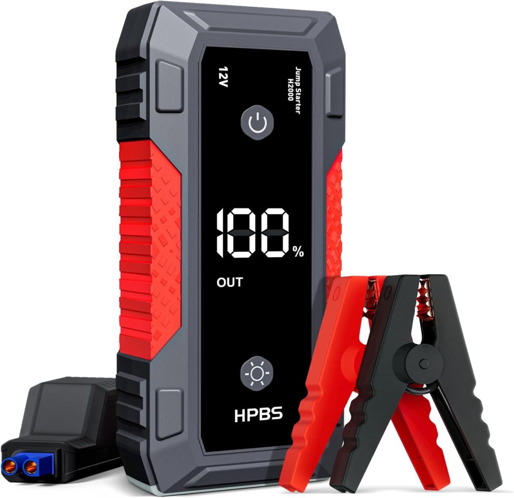 Jump Starter - 2000A Jump Starter Battery Pack for Up to 8L Gas and 6.5L Diesel Engines, 12V Portable Car Battery Jump Starter Box with 3.0 LCD Display (Red)