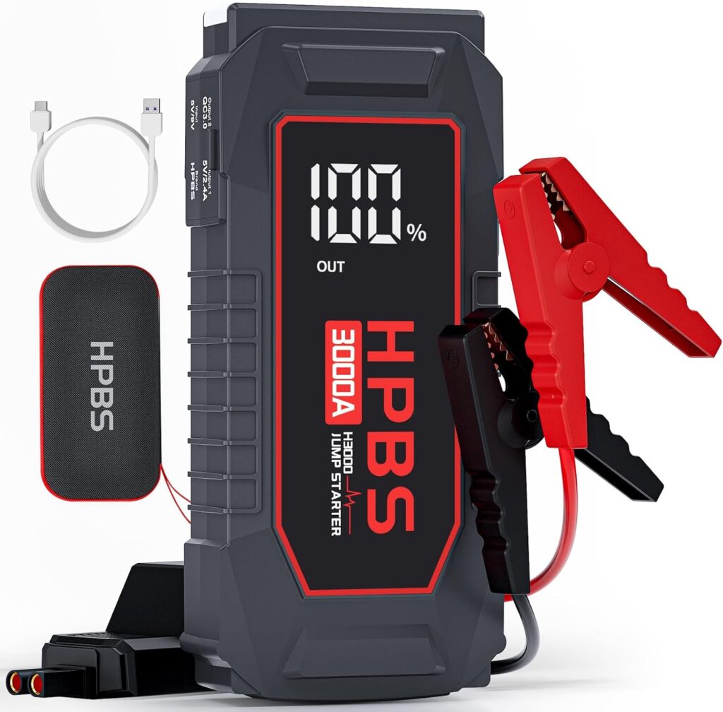 Jump Starter - 3000A Car Battery Jump Starter for Up to 10L Gas and 8L Diesel Engines, 12V Portable Battery Jump Starter Box with 3.0 LCD Display