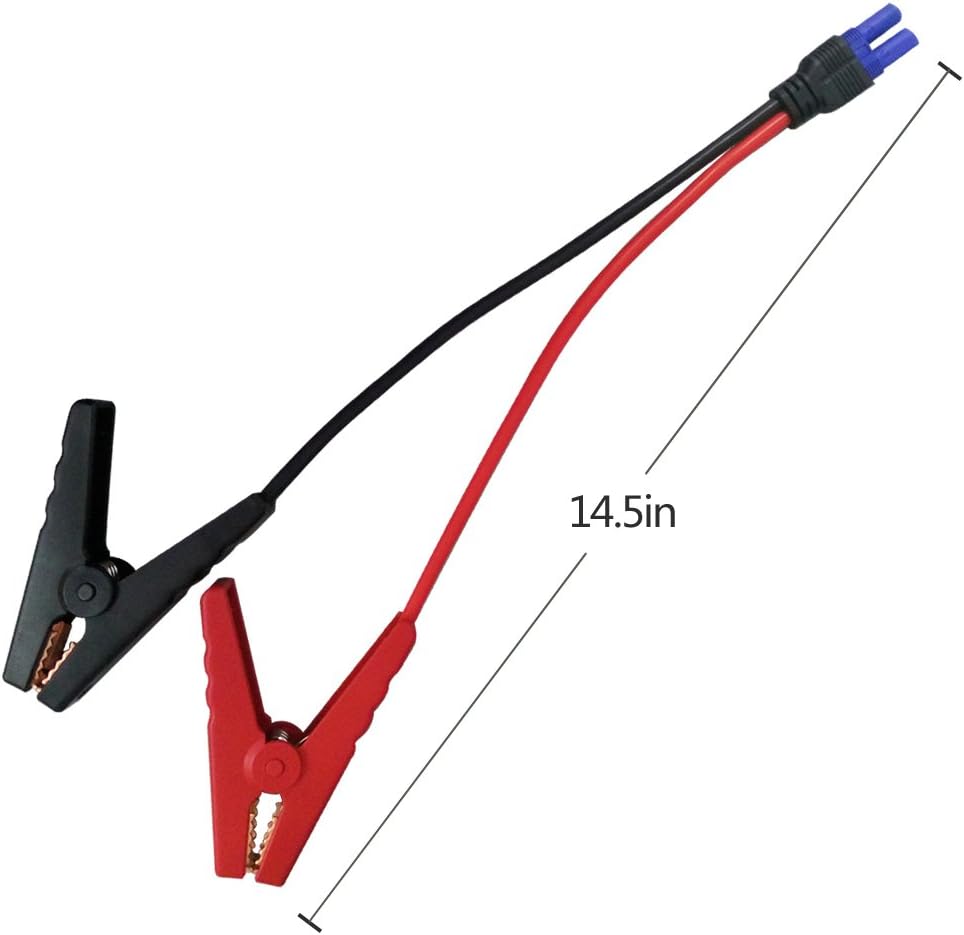 KUNCAN EC5 Jump Starter Cable with Battery Clamps - 12V Replacement Alligator Clips to EC5 Connector Car Jumper Cable for Emergency Portable Car Jump Start Battery Booster Cable 10AWG Wire