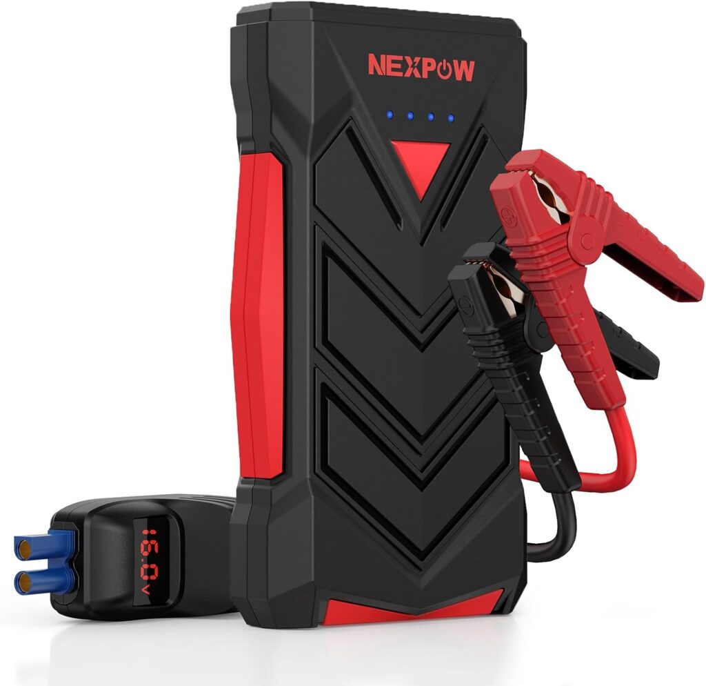 NEXPOW Portable Jump Starter,12V Car Battery Jump Starter Power Pack with USB Quick Charge (Up to 7L Gas or 5.5L Diesel Engine) Battery Booster with Built-in LED Light