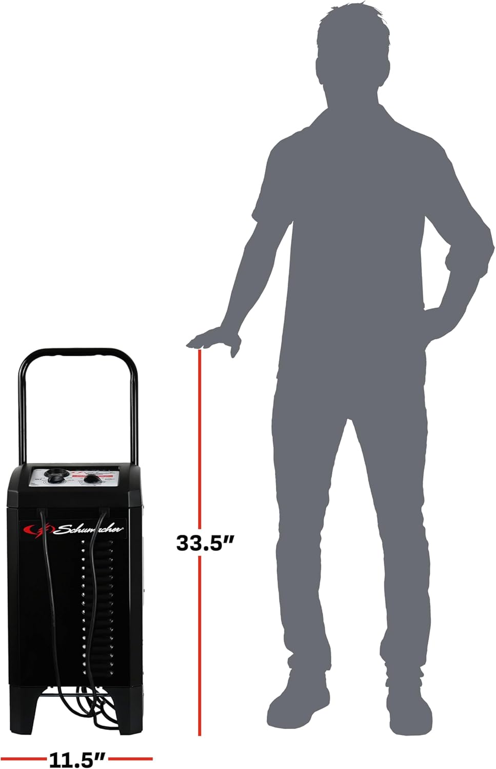 Schumacher Electric 2-in-1 Wheeled Battery Charger and Jump Starter, SC1437 - Manual Timer-Controlled, 150 Cranking Amps, 12 Volt for Car, SUV, Truck, and Marine Batteries