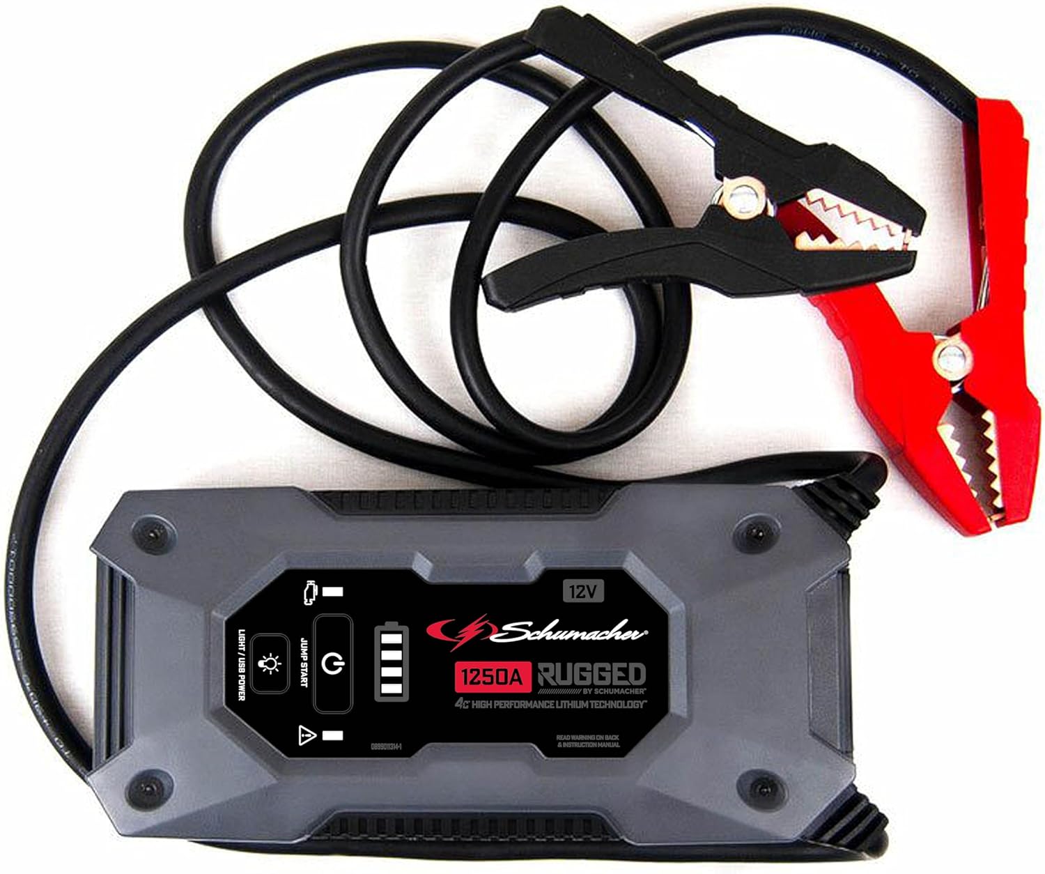 Schumacher Electric Lithium Jump Starter and Portable Power Pack SL1648, 3-in-1, 1250A, 12V, for 6.0L gas, 3.0L diesel engines- works on cars, trucks, motorcycles, marine batteries, SUVs, and more