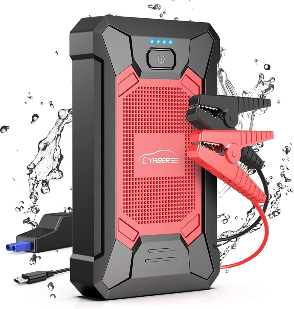 YABER Car Battery Jump Starter 2500A Portable Car Jump Starter Battery Pack (7.0L Gas/5.5L Diesel) 12V Jump Box Car Battery Jumper Starter with Smart Safety Jumper Cables, LED Flashlight, Compact