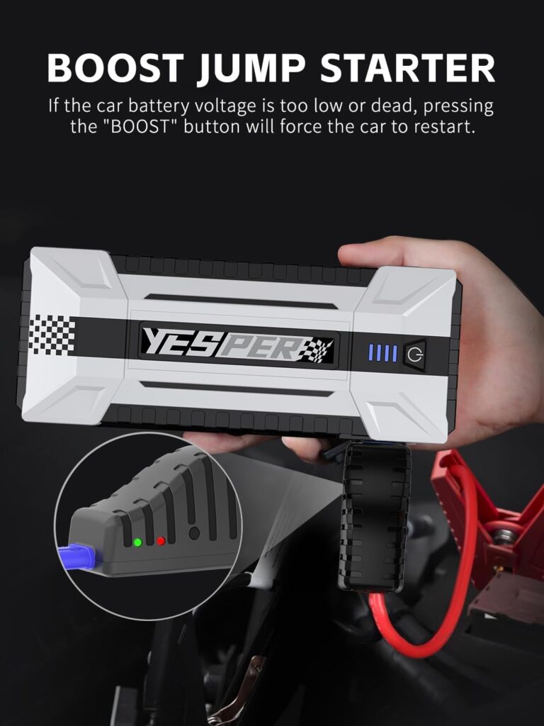 YESPER Battery Jump Starter - 4120A Peak Portable Car Starter (All Gas, up to 10.0L Diesel Engine), 26800mAh Battery Booster Pack,Jump Box, DSLI Safe Tech Safely Start All 12V Vehicle DC 15V Ports