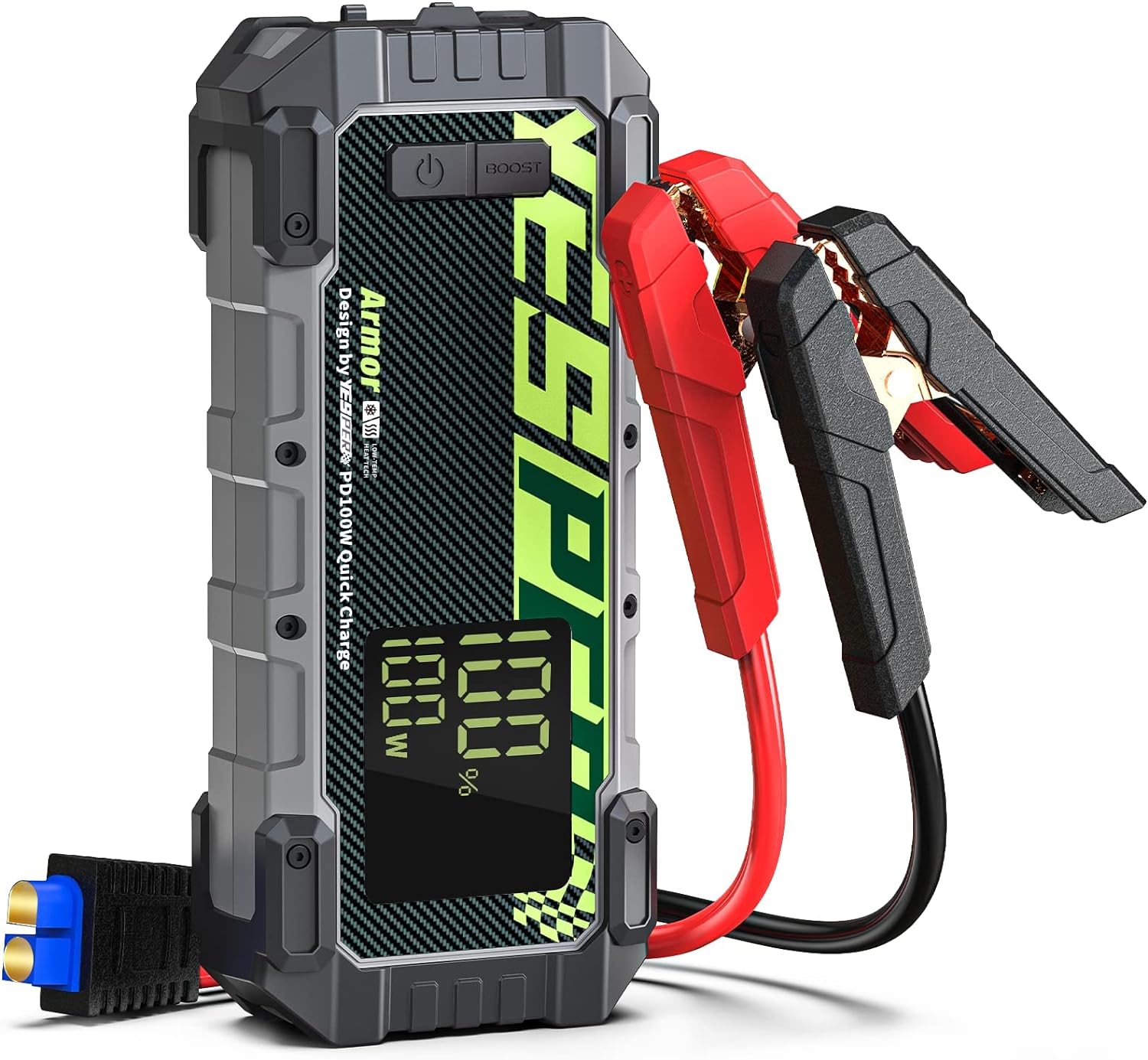 YESPER Car Jump Starter, 3000A Peak Portable Battery Jump Starter with Pre-Heat Tech(-40°F~140°F) 12V Car Battery Charger Jump Starter(10.0L Gas/8.0L Diesel, 60 Times) Jumper Box with PD100W