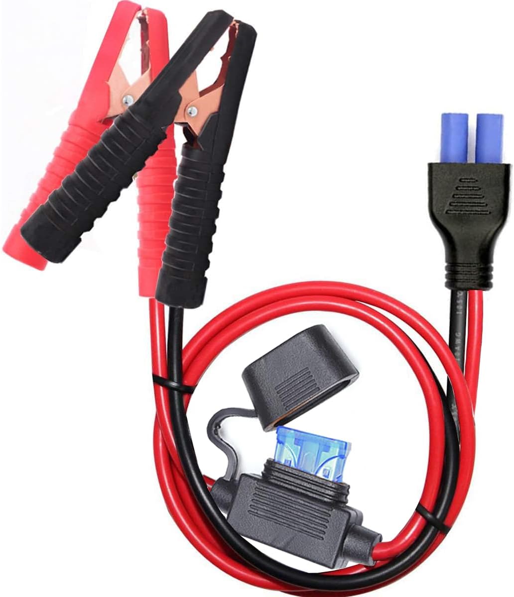 10AWG Battery Alligator Clips,Female EC5 Jump Starter Cable with Battery Clamps,Alligator Clip Clamp to EC5 Connector Extension Charging Cable for Emergency Car Jump Starter Booster.(60CM)