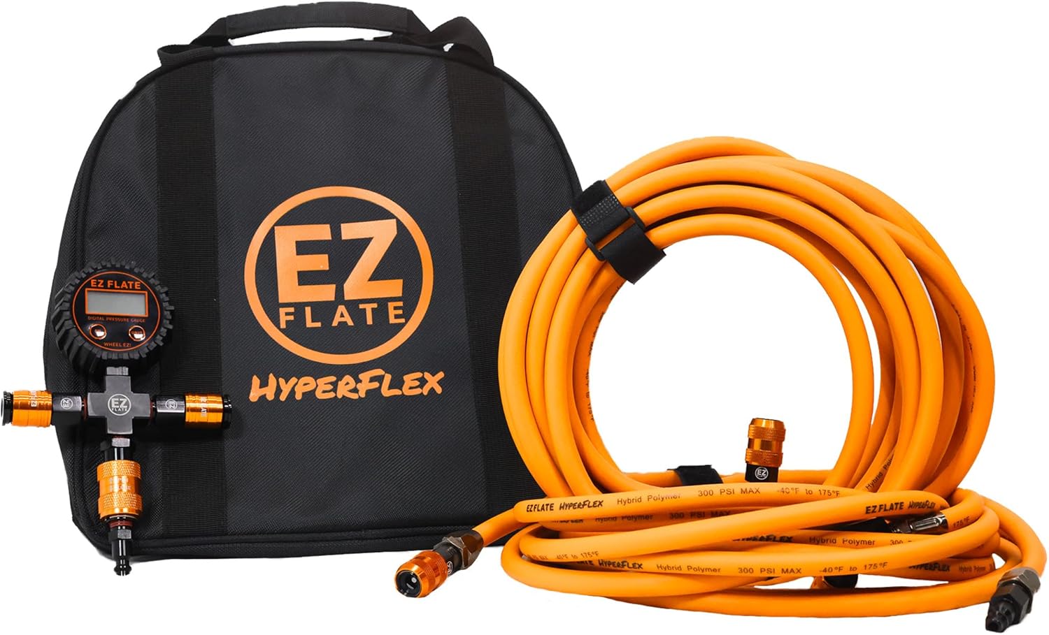 4 tire Inflation Deflation System, Heavy Duty, Air Down Tire Deflators, Truck or Car Tires, UTV, Side By Side Tires, Fast Inflation, Auto Equalize, Quick Connect Air Chucks (Hyperflex Hose System)