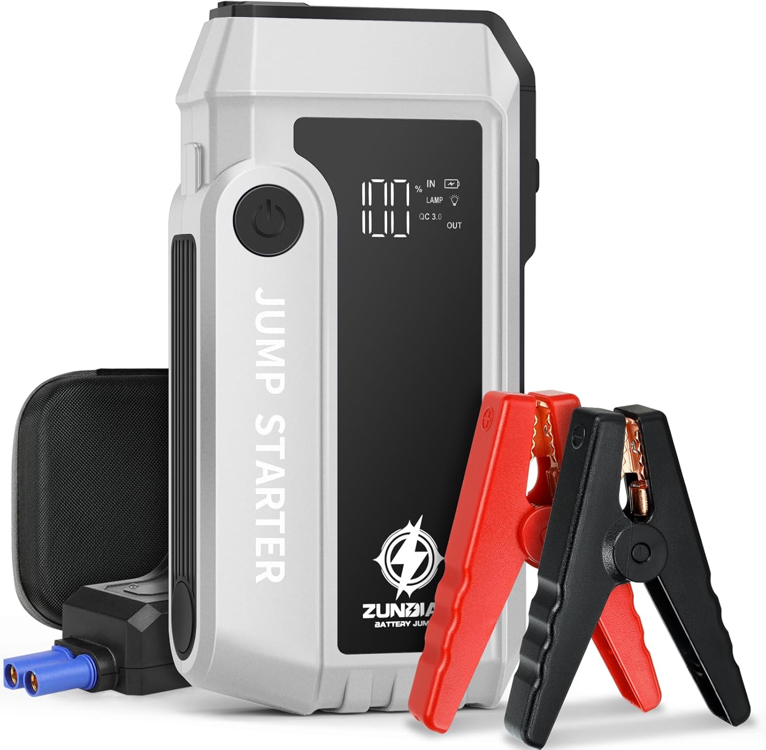 Car Battery Jump Starter, Portable Jump Starter Up to 6.0L Gas  3.0L Diesel Engines,12V Car Jumper, Auto Booster Battery Charger Power Bank with Quick Charge, LED Light, LCD Screen (3500-silver)