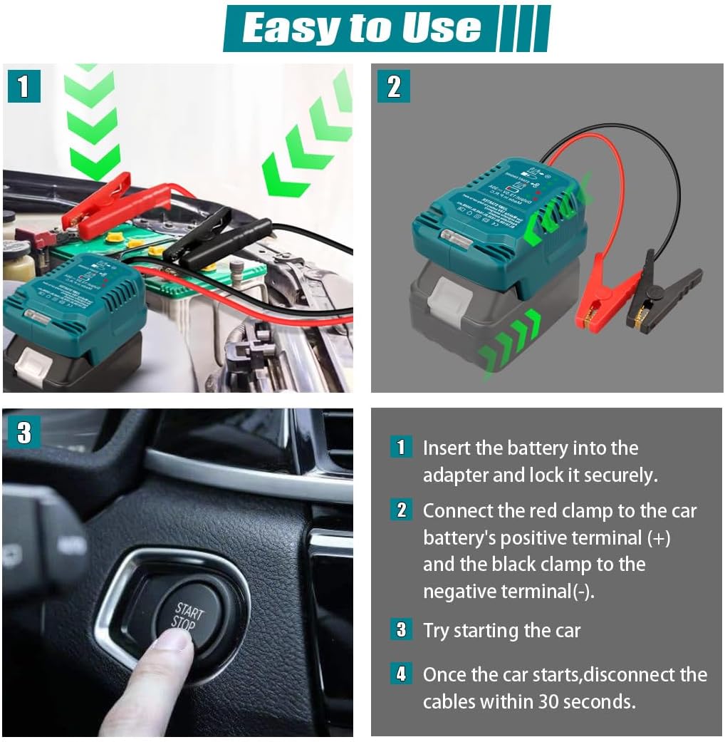 Car Jump Start Emergency Assistance Starter Adapter for Makita 18V Lithium Ion Battery Powered Car Jump Booster(Battery Not Included)