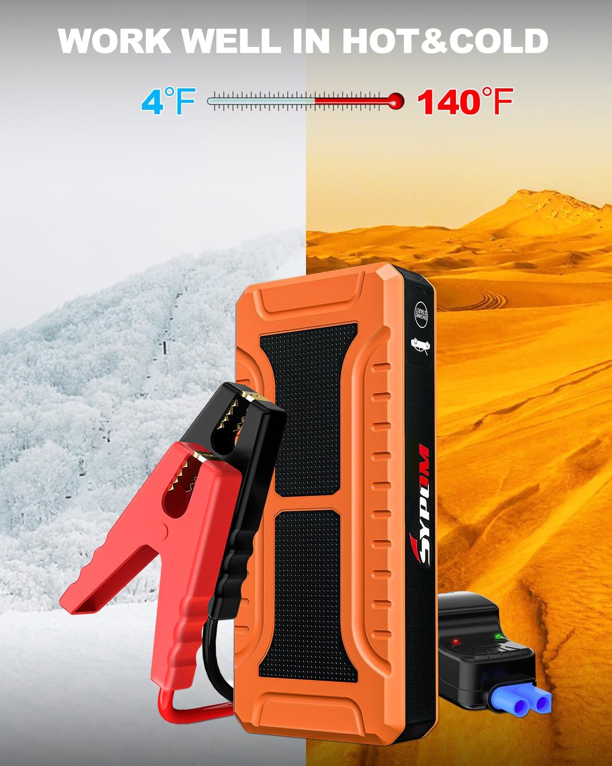 Car Jump Starter, 4000A Peak Battery Jump Starter (for All Gas or Up to 10L Diesel), Portable Battery Booster Power Pack, 12V Auto Jump Box with LED Light,Power Bank, USB Quick Charge