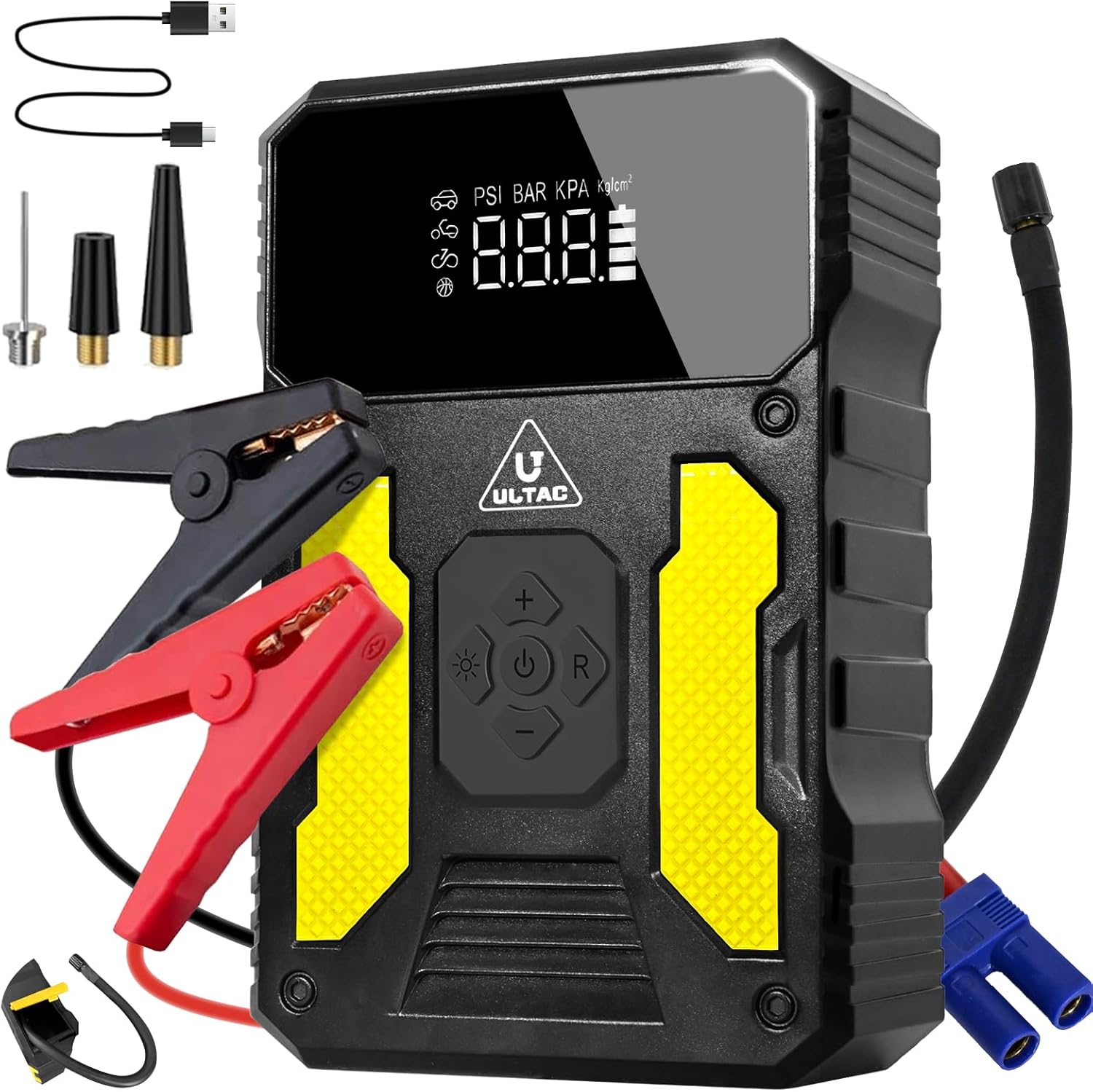 Car Jump Starter with Air Compressor - Battery Jumper Starter Portable with Air Compressor 3000A Jump Pack(All Gas/10L Diesel),20000mAh 150PSI 12V Tire Inflator with Digital Display, 3 Modes LED Light