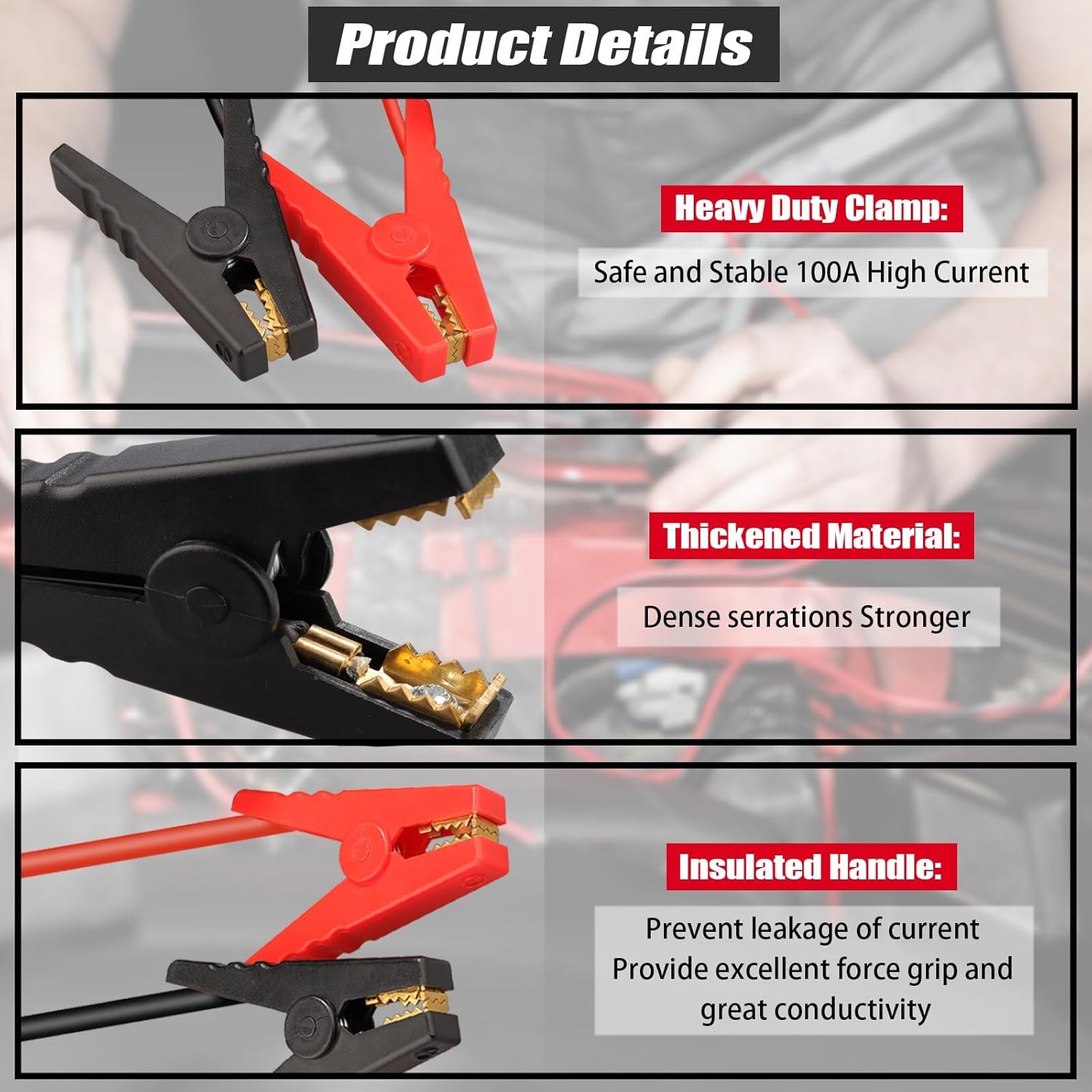 Car Jump Starters Adapter for Milwaukee M18 18V,Heavy Duty Automotive Booster Cables, with 11AWG Jump kit Cable for Jump Starting Car Using Tool Battery(Battery Not Included)