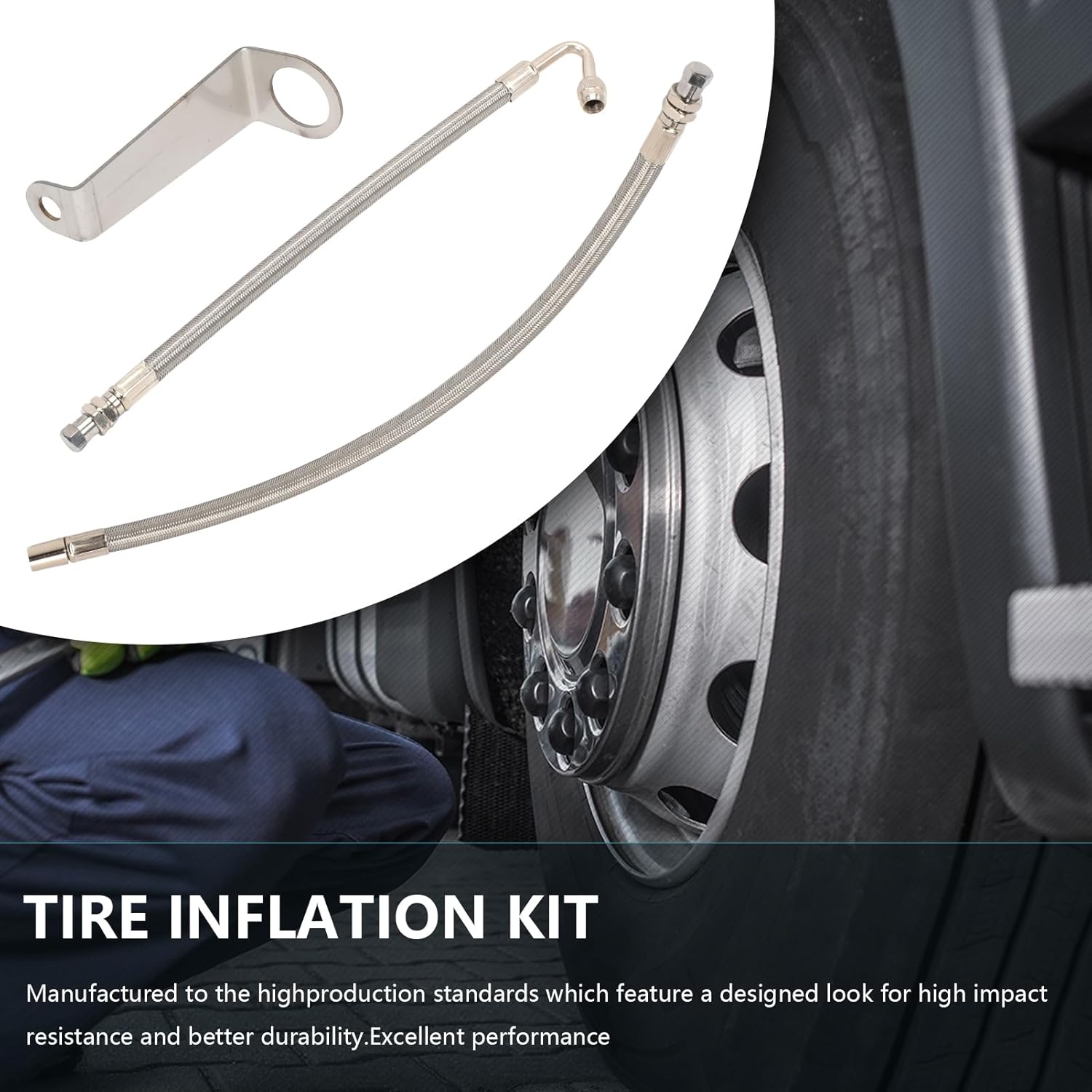 Double Tires Air Inflation Kit, Valve Stem Extension, Tube, Extenders, Brackets, Tires Air Inflation Adaptor for Tire Inspection