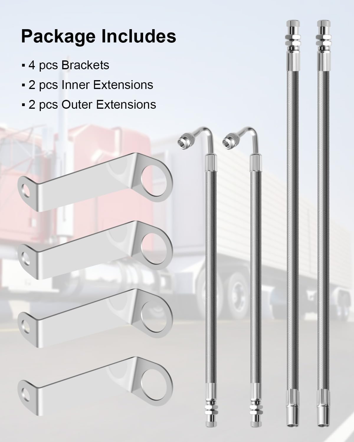 Double Tires Air Inflation Kit, Valve Stem Extension, Valve Stem Extenders, Tire Valve Extension, Tire Valve Extension Tube Kit for Easy Connection to Tire Valves and Equipment, easy tire checking