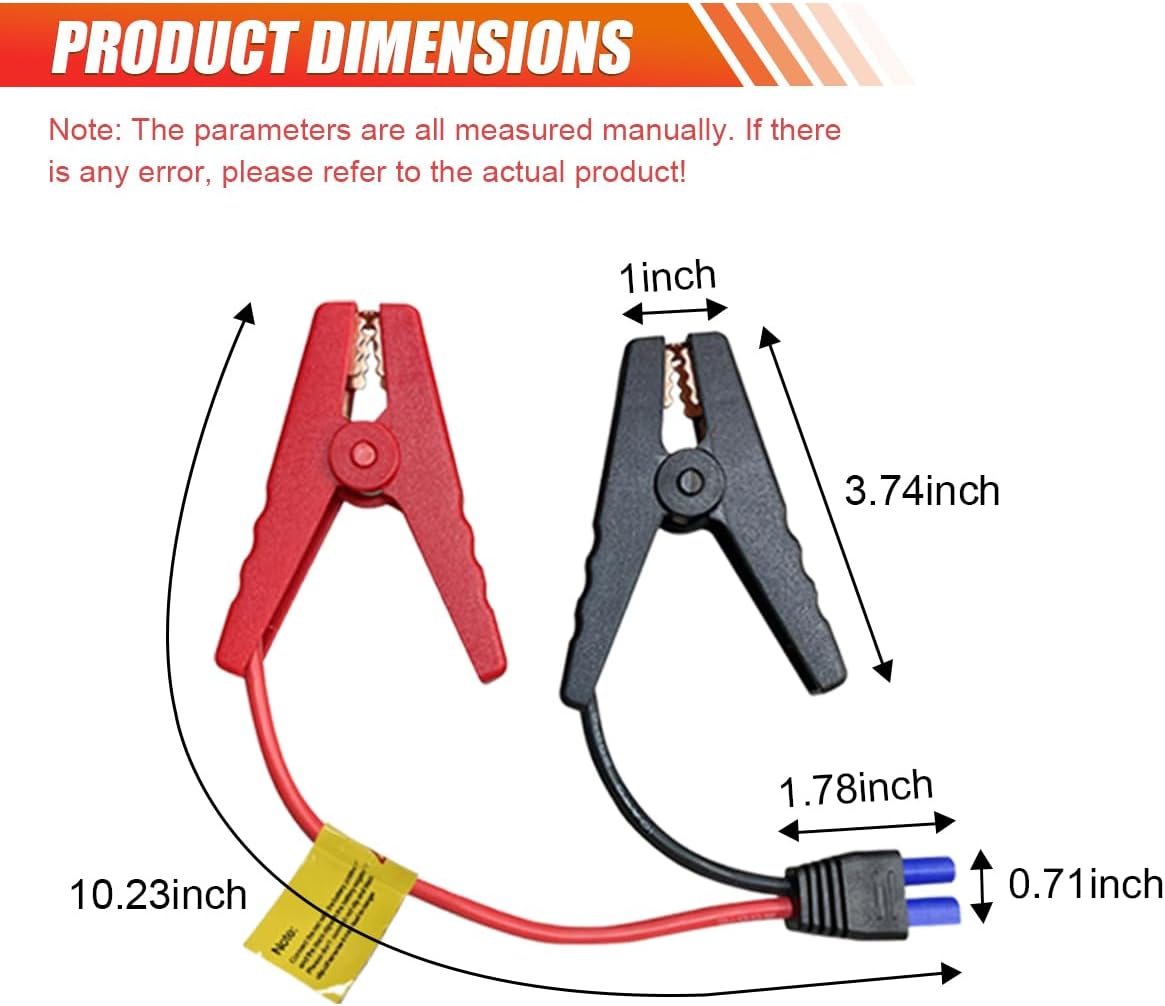 EC5 Car Jumper Starter Cable with Battery Clamps, 12V Car Jumper Cable Alligator Clip to EC5 Connector with 10 AWG Wire, Portable Emergency Automotive Jump Starter Battery Booster Cable