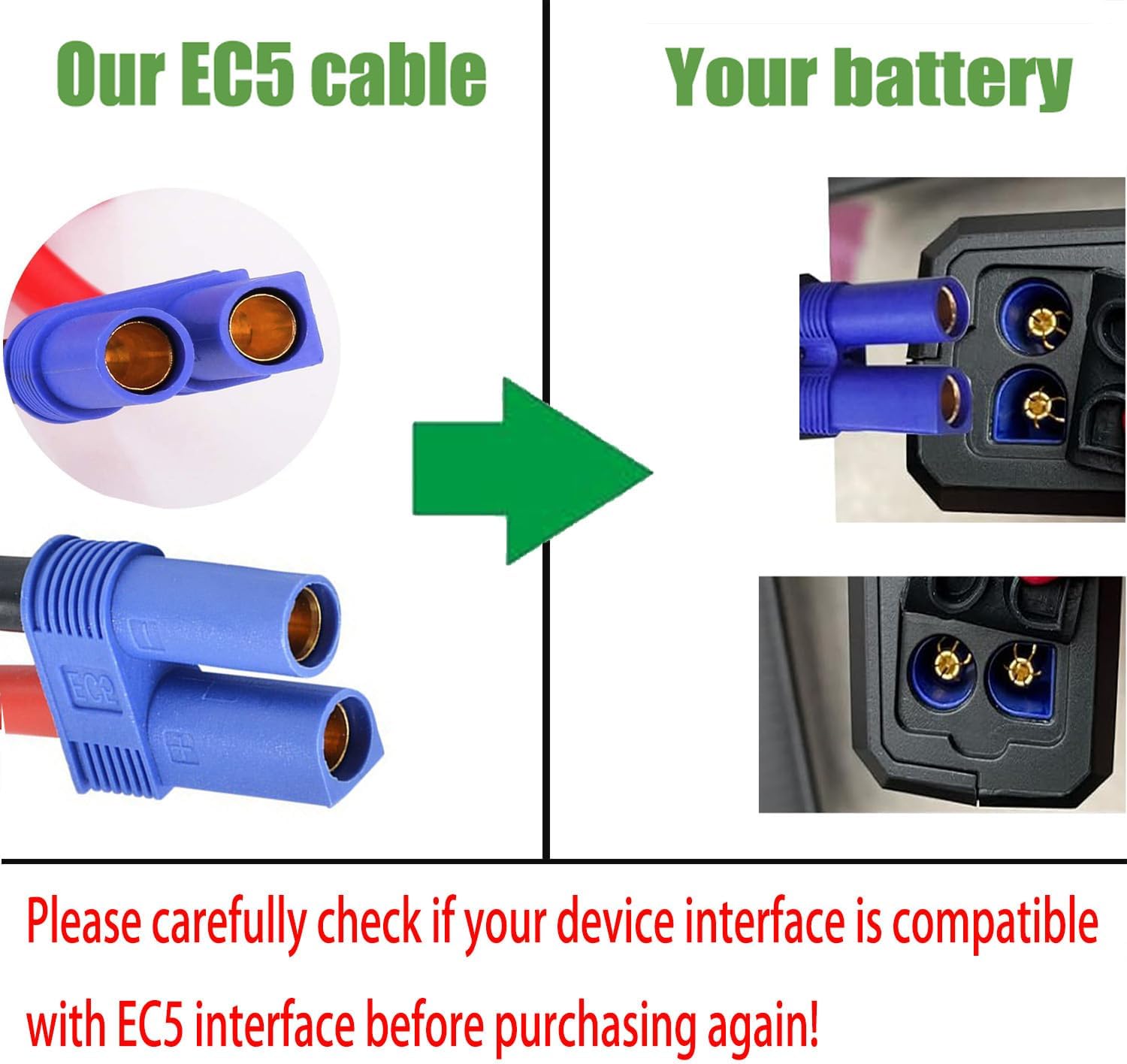 EC5 Jump Starter Cable with Battery Clamps for 12V Emergency Portable 10AWG Car Jump Start Battery Booster Cable Replacement Alligator Clips-Booster Jumper Cables -Car Jump Starter Battery Clips