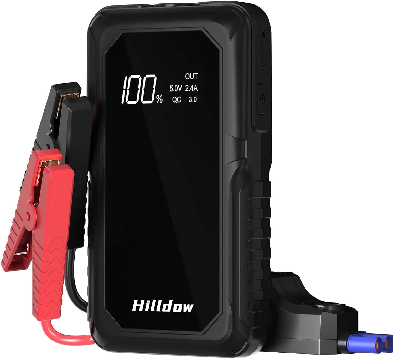 Hilldow Car Jump Starter 2000A Peak 66.6Wh (Up to 8L Gas or 5L Diesel Engine, 40 Times) 12V Auto Battery Booster Portable Powerbank Quick Charge 3.0 with Safety Jumper Clamp