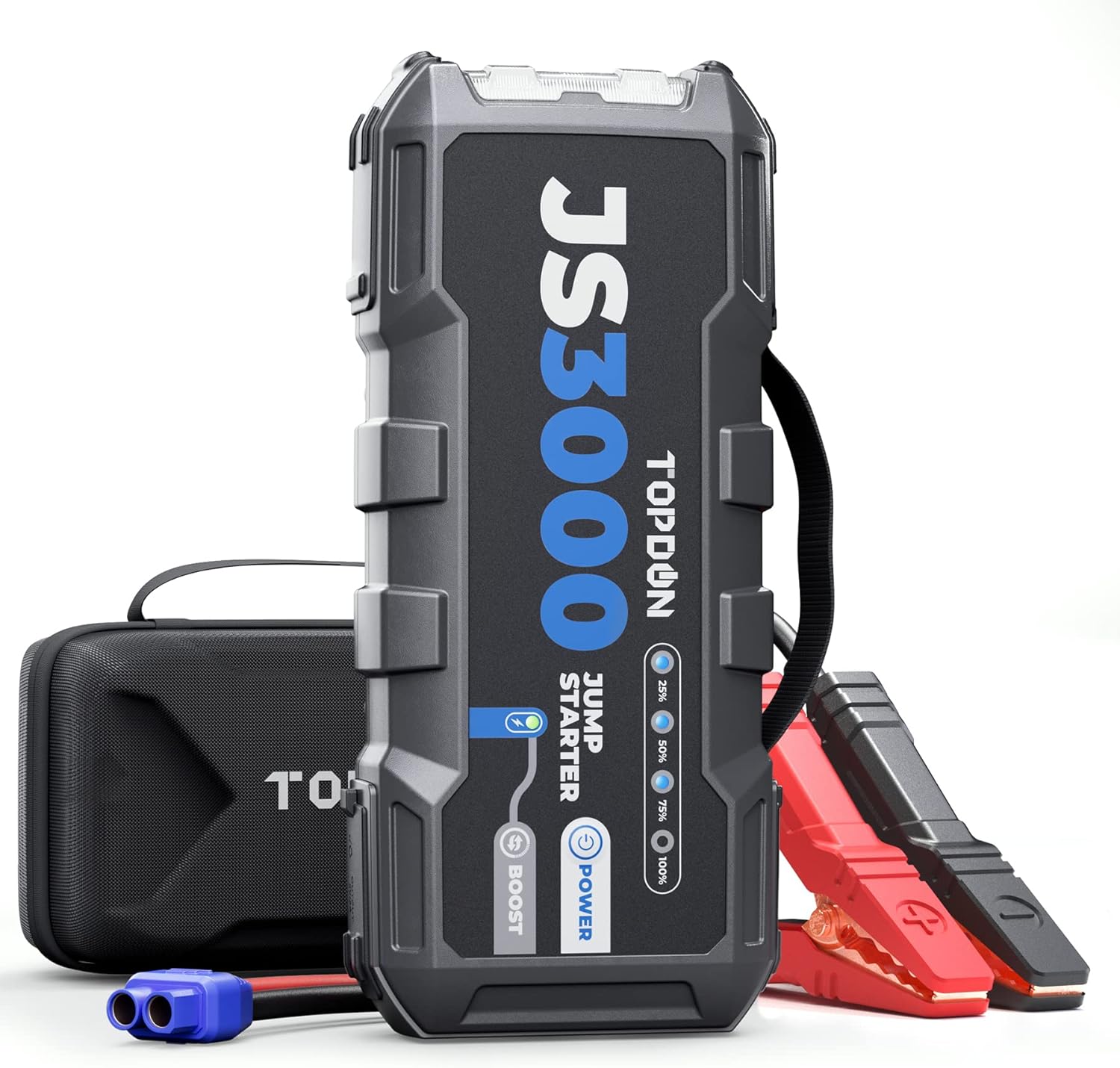 JS3000 12V 3000A Battery Booster Jump Starter Pack for Up to 9L Gas/ 7L Diesel Engines, Portable Car Battery Charger with Handle Jumper Cable and EVA Protection Case