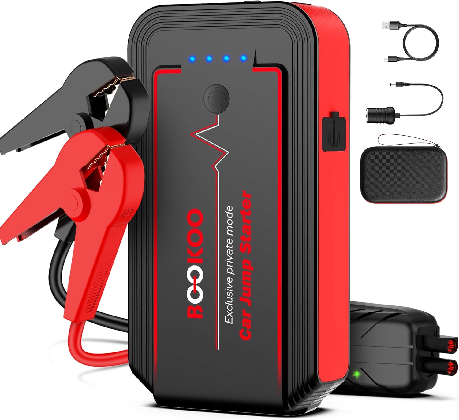 Jump Starter 3000A, BOOKOO Car Battery Jumper Starter Portable, 12V Jump Start Battery Pack up to 7.2L Gas or 8.0L Diesel Engine Jump Starter with Power Bank/QC3.0/Dual Output/LED Light