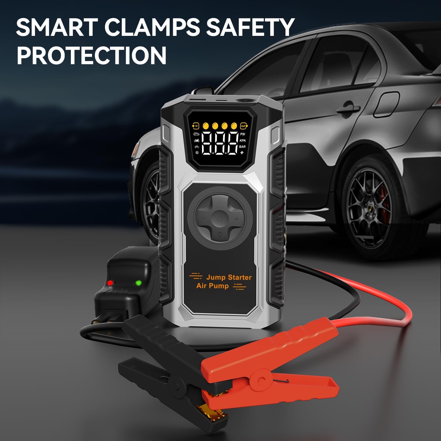 Jump Starter with Air Compressor, 3500A Portable Car Battery Jumper Starter with 150PSI Car Tire Inflator Air Pump, 12V Jump Box Car Battery Jumper Starter for Up to 8.0 Gas/7.5L Diesel