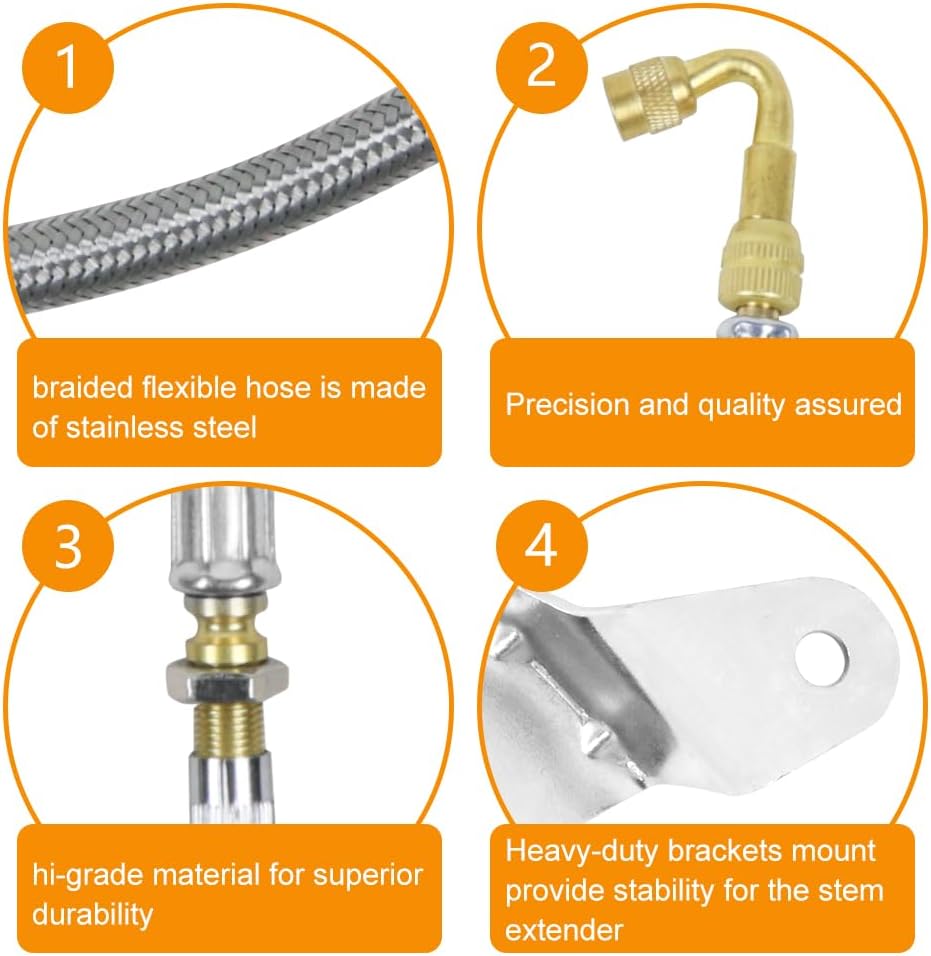 Kyostar Double Tires Air Inflation Kit, Valve Stem Extenders, Double Tires Air Inflation Kit for Easy Connection to Tire Valves and Equipment