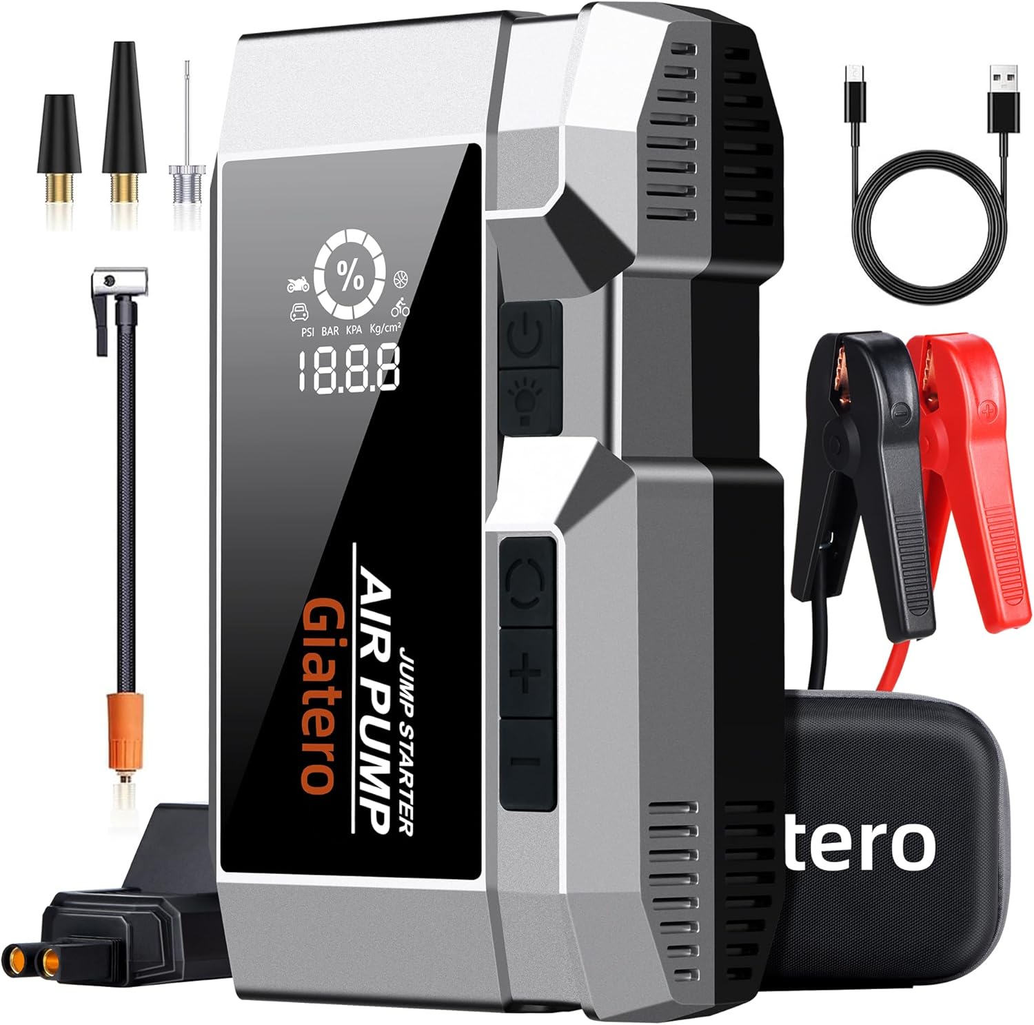 Q17 Jump Starter with Air Compressor, 4000A 150PSI Portable Jump Starter Battery Pack(Up to 10.0L Gas/8.0L Diesel), 12V Jump Box Car Battery Jumper Starter with Large LCD Display  Flashlight