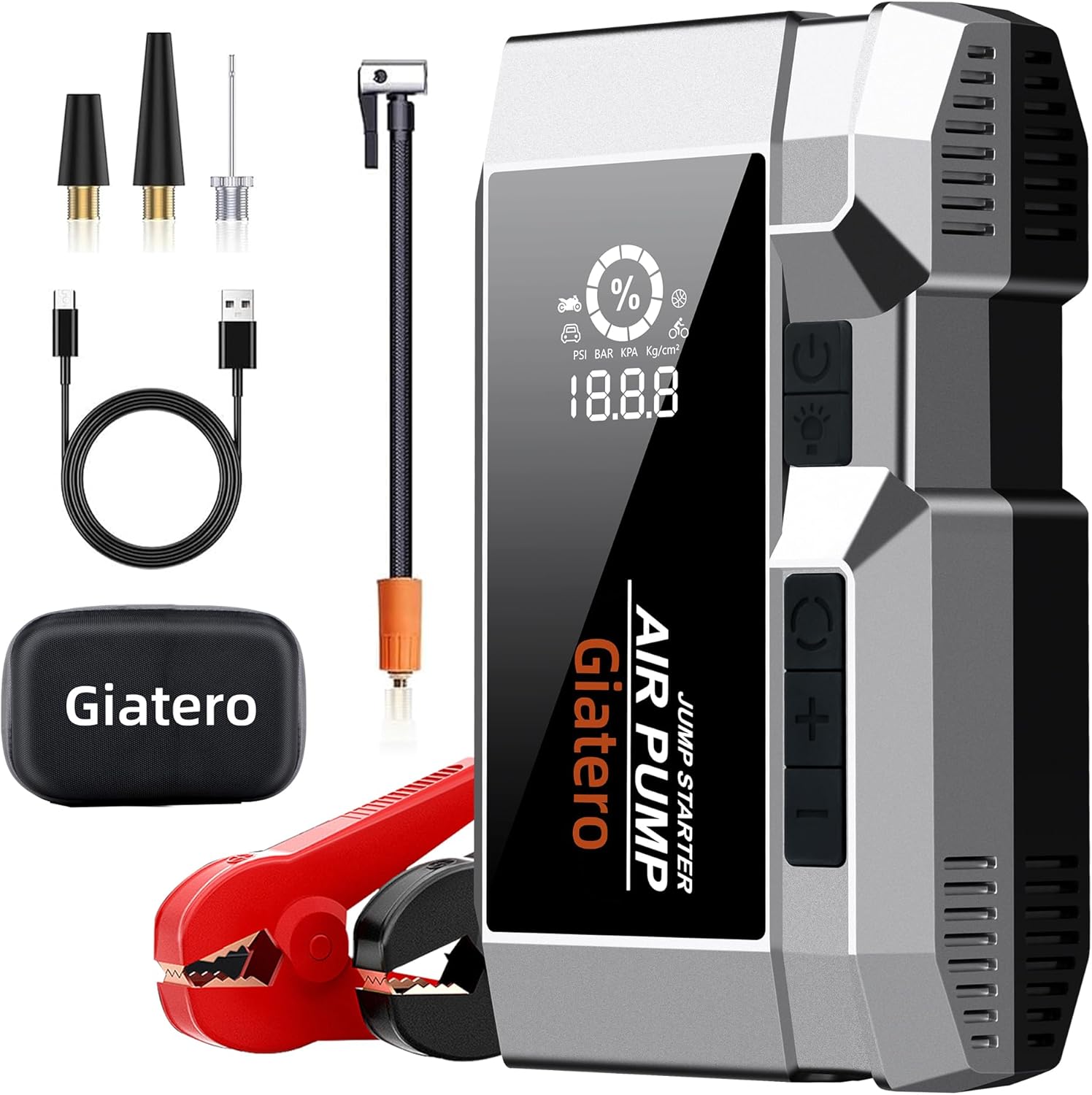 Q17 Jump Starter with Air Compressor, 4000A 150PSI Portable Jump Starter Battery Pack(Up to 10.0L Gas/8.0L Diesel), 12V Jump Box Car Battery Jumper Starter with Large LCD Display  Flashlight