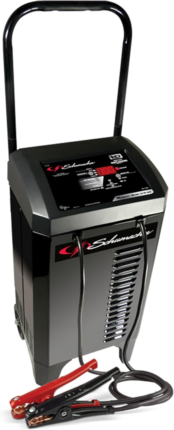 Schumacher Electric Fully Automatic Wheeled Battery Charger and Engine Starter 6-in-1, SC1309 - 200 Cranking Amps, 6 Volt and 12 Volt for Car, SUV, Truck, and Marine Batteries